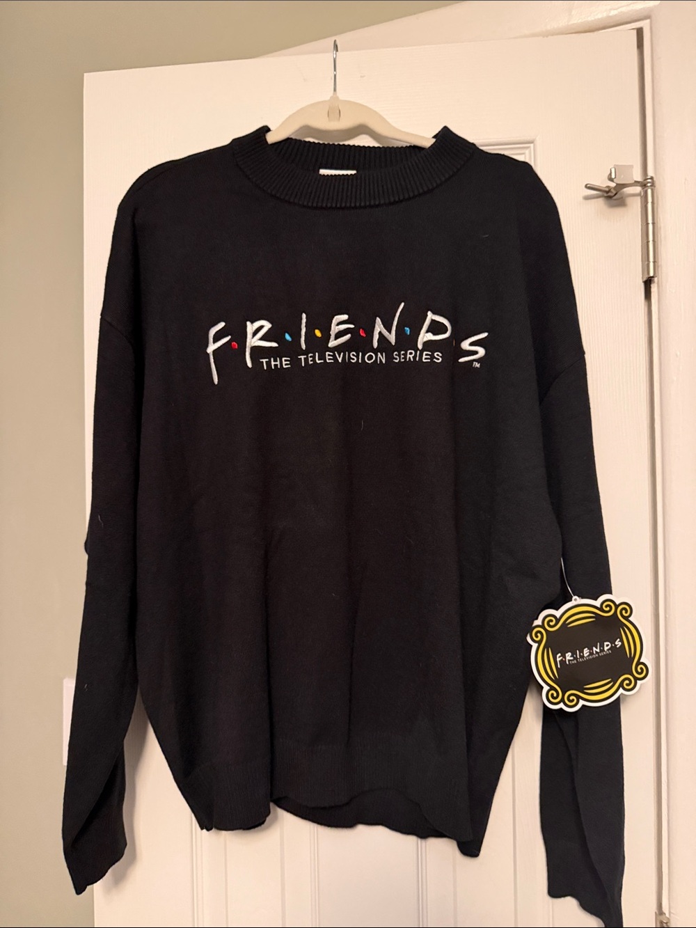FRIENDS Black Sweater with Classic Friends Title